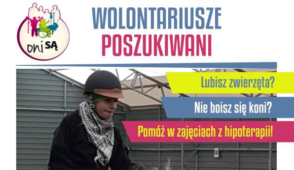 wolontariusze poszukiwani logo oni są chłopiec w kasku