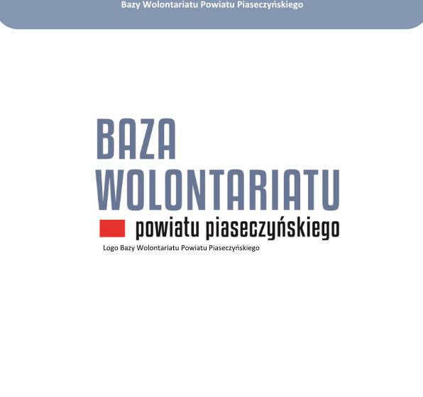 Na białym tle niebieskie prostokąty z Napisami BIULETYN INFORMACYJNY Bazy Wolontariatu Powiatu Piaseczyńskiego, styczeń 2022 nr1. Logo Bazy Wolontariatu. Kontakt tek 5015025900 mail wolontariat@piaseczno.pl str www.wolontariat.piaseczno.pl