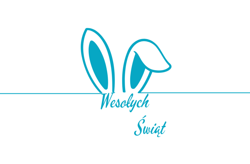 NIEBIESKIE USZY ZAJĄCA I NAPIS WESOŁYCH ŚWIĄT