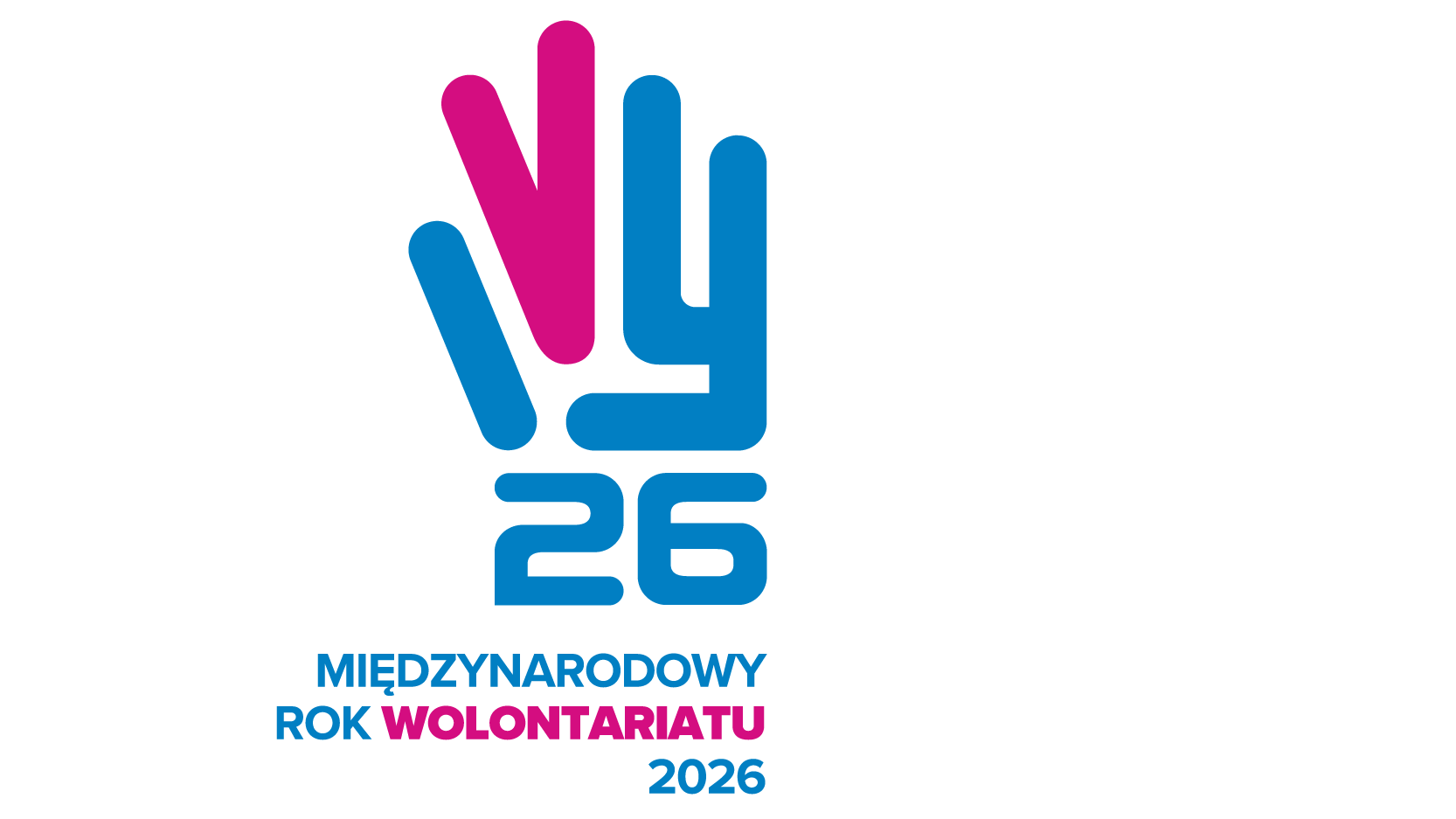 grafika logo w kolorach niebiesko czerwonych 26 miedzynarodowy rok wolontariatu